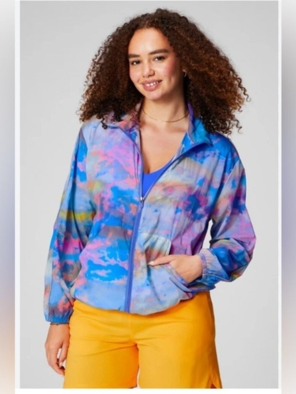 FABLETICS Sz 4X 100Nylon Flyweight Tie-Dye Windbreaker unlined Athletic Jacket